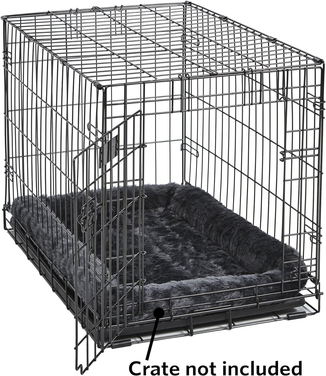 Midwest Homes for Pets XS Dog Bed – Gray Faux Fur Bolster, Ultra-Soft and Machine Washable, Fits 22-Inch Crates and Carriers, for Small Dogs and Cats