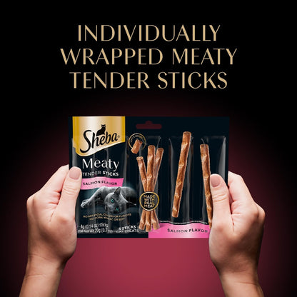 Meaty Tender Sticks Chicken Cat Treats, Salmon Flavor, Cat Snacks, 0.14 Oz., 5 Count, Pack of 10 (50 Sticks Total)