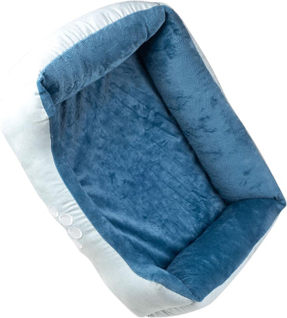 Orthopedic Rectangle Bolster Pet Bed,Dog Bed, Medium 25X21 Inches Blue, by Happycare Textiles, Blue with Orthopedic Insert. (HCT-ORT-BLUE)