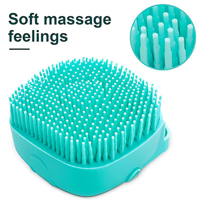 Dog Cat Bath Brush Comb Silicone Rubber Dog /Puppy Massage Brush Hair Fur Grooming Cleaning Brush Soft Shampoo Dispenser (Blue)